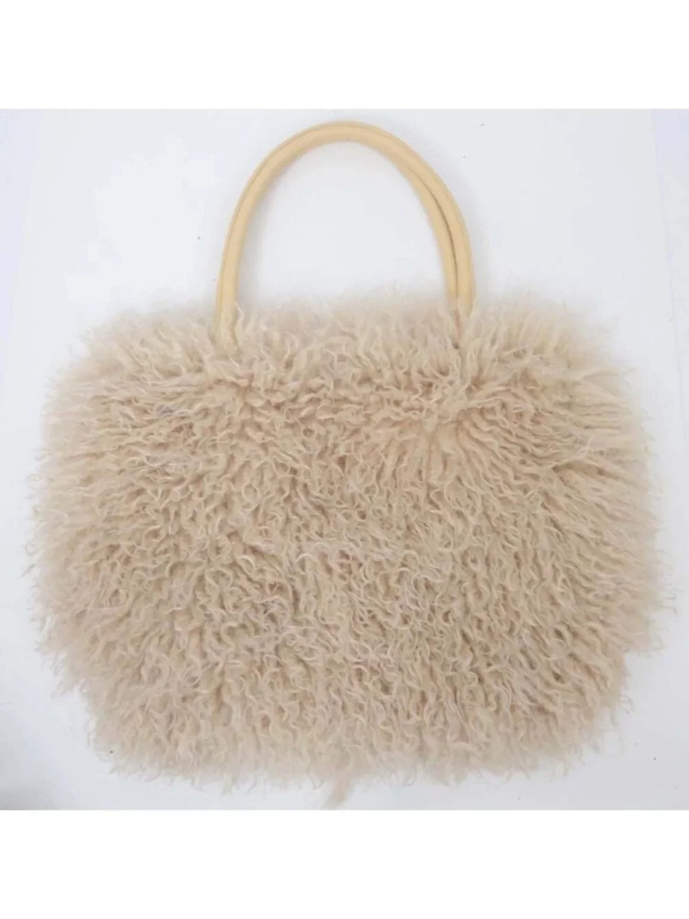 Women's Fuzzy Tote Bag Curly Handbag Furry Shoulder Bag Large Plush Top Handle